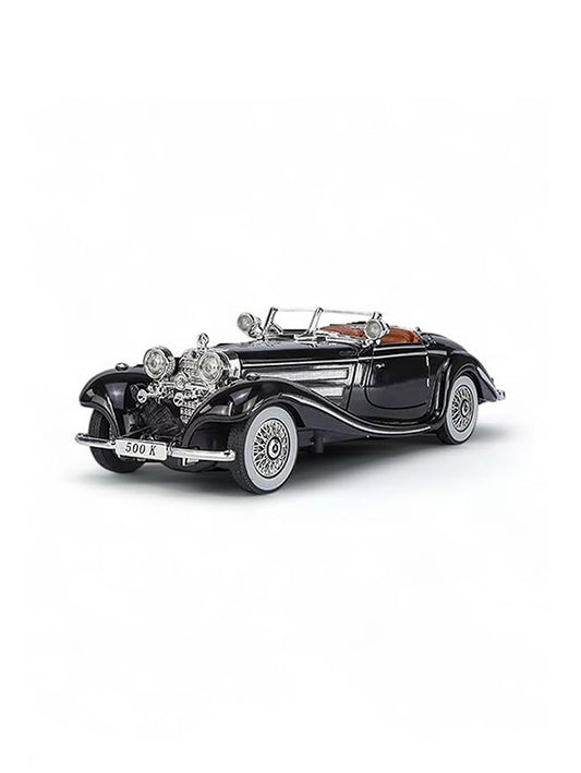 Mercedes Benz 500K Model 1:24 Scale Diecast Car - Black Metal Collectible | NX-N-24 - Toyloft