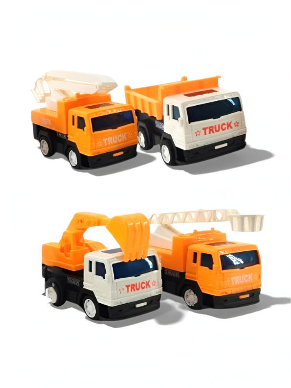 4-Pack Construction Toy Truck Set for Kids | Friction Powered Excavator, Dump Truck, Crane, and Ladder Truck LMI13965.