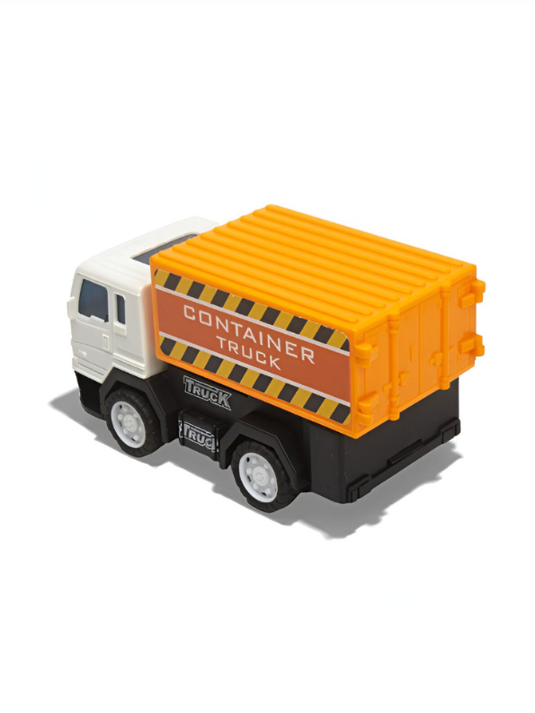 4-Pack Construction Truck Toy Set for Kids – Friction Powered Cement Mixer, Oil Tanker, Container Truck & Crane Vehicles LMI13647.