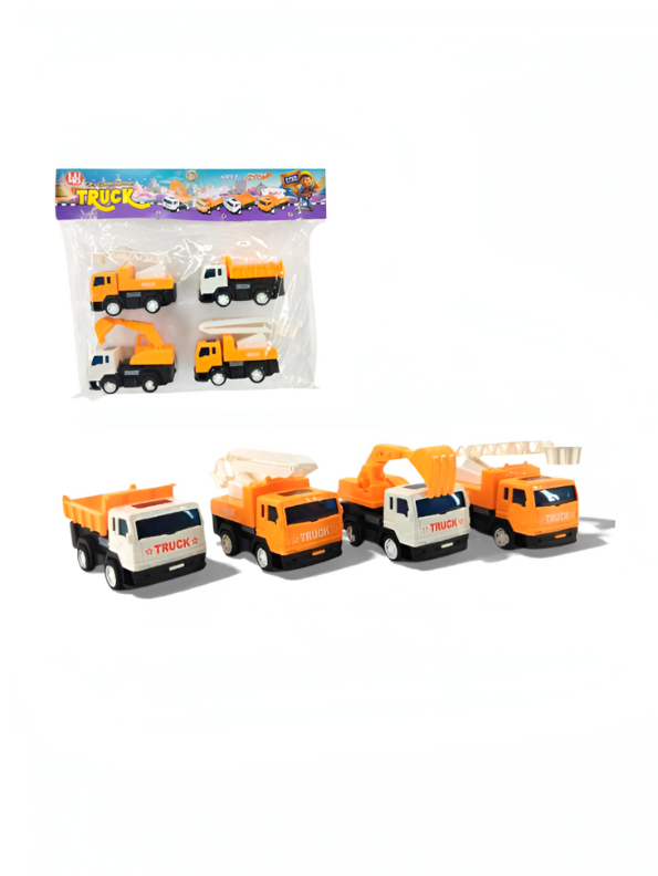 4-Pack Construction Vehicle Toy Set for Toddlers – Heavy Duty Dump Truck, Excavator & Crane Engineering Trucks LMI14300.