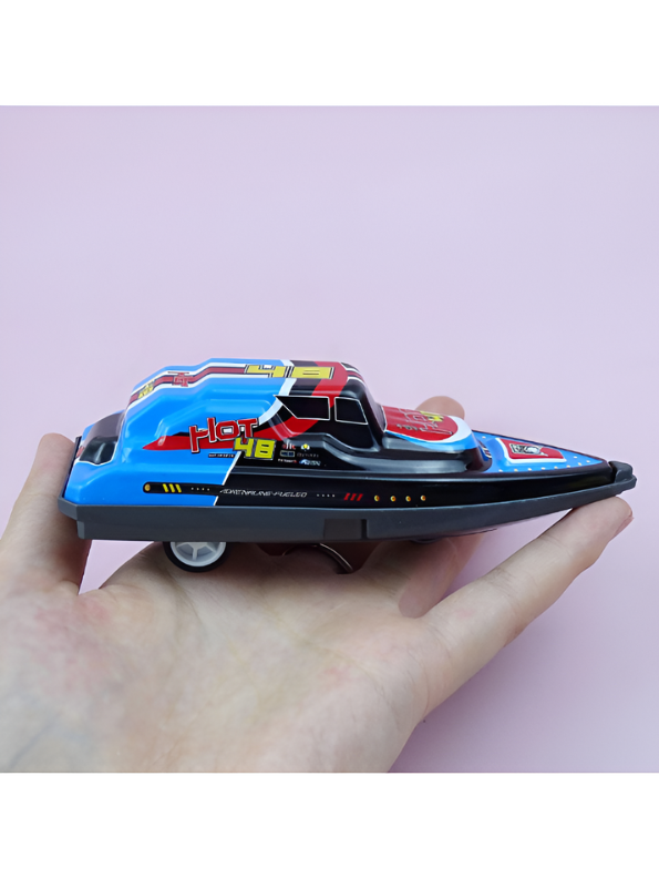 4-Pack Die-Cast Alloy Speedboat Toy Set – Pull-Back Racing Speed Boats, Simulation Vehicle Model Playset for Kids Ages 3+ LMI16067