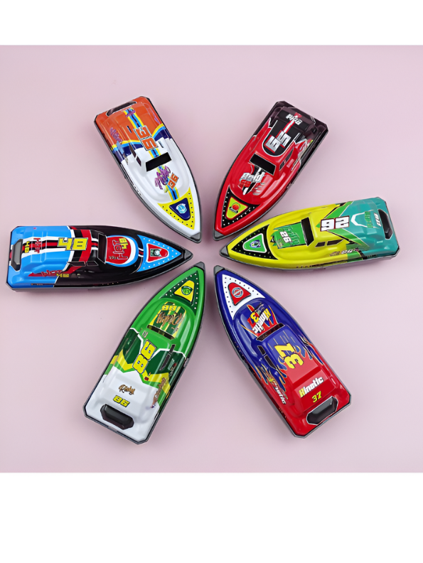 4-Pack Die-Cast Alloy Speedboat Toy Set – Pull-Back Racing Speed Boats, Simulation Vehicle Model Playset for Kids Ages 3+ LMI16067