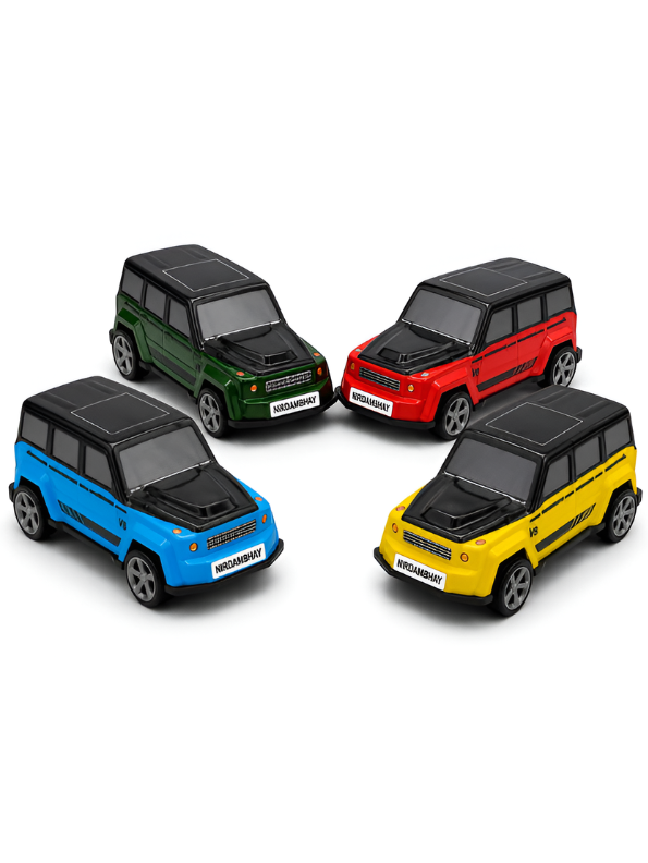 4-Pack Die-Cast Pull Back SUV Toy Car Set – Metal Body Mini Off-Road Vehicles, Friction Powered Pocket Racing Cars LMI15838