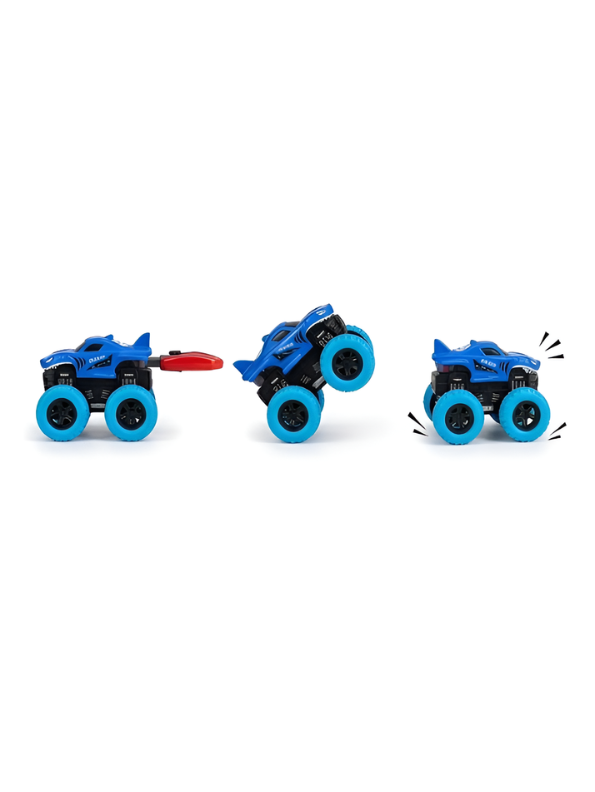 4-Pack Kids Monster Truck Toy Set – 360° Stunt Flip Cars with Launcher MD3095.