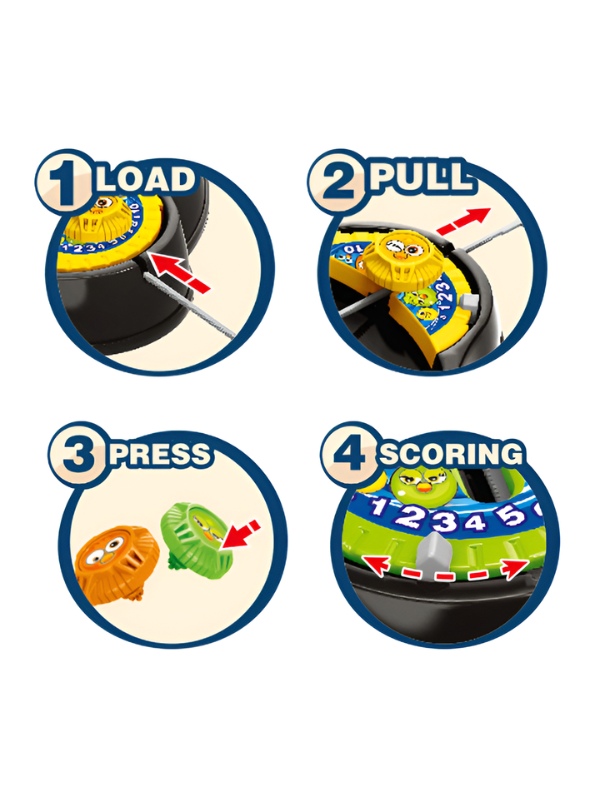 4-Player Spinning Top Battle Arena Game with Launcher & Scoring System TV2788.