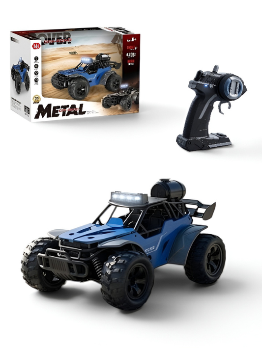 4-Wheel Drive High-Speed RC Desert Buggy Toy Car with LED Headlights & Pistol Grip Remote Controller (Blue) LMI16727