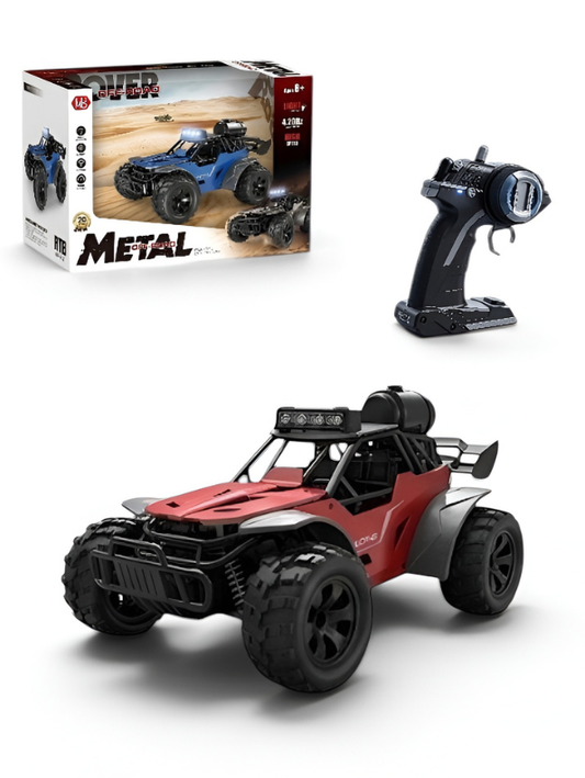 4-Wheel Drive High-Speed RC Desert Buggy Toy Car with LED Headlights & Pistol Grip Remote Controller (Red) LMI16727