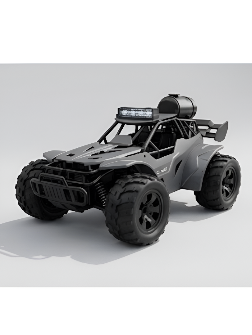 4-Wheel Drive High-Speed RC Desert Buggy Toy Car with LED Headlights & Pistol Grip Remote Controller (Grey) LMI16727