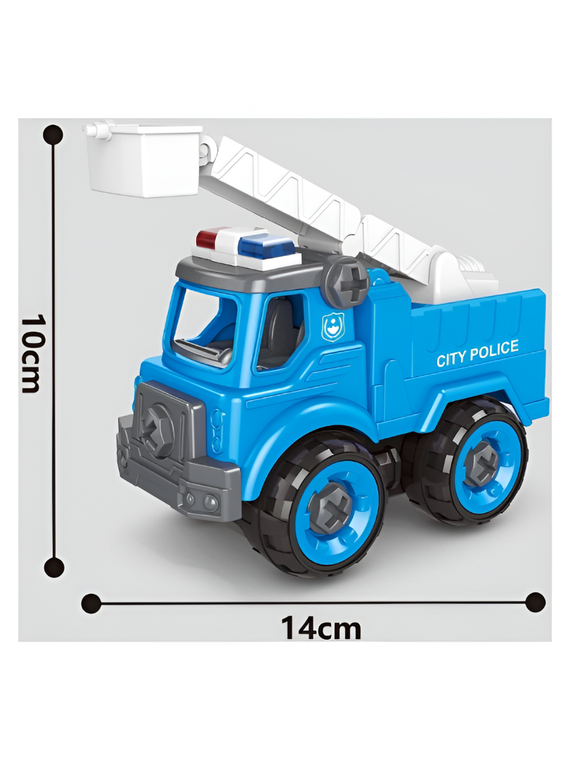 4-in-1 DIY Assembled Police Truck Toy Set with Take-Apart Tools and Accessories TV6947