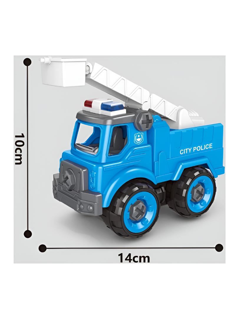 4-in-1 DIY Assembled Police Truck Toy Set with Take-Apart Tools and Accessories TV6947