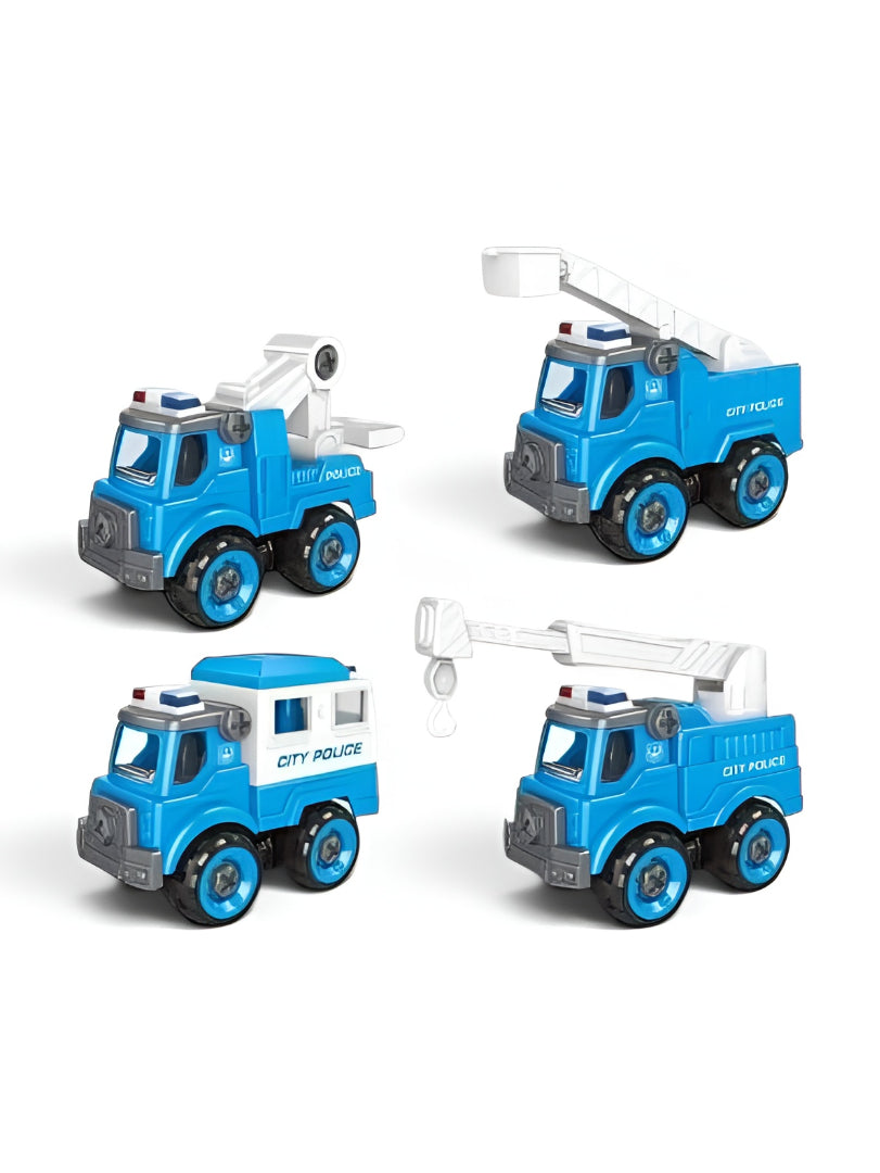 4-in-1 DIY Assembled Police Truck Toy Set with Take-Apart Tools and Accessories TV6947