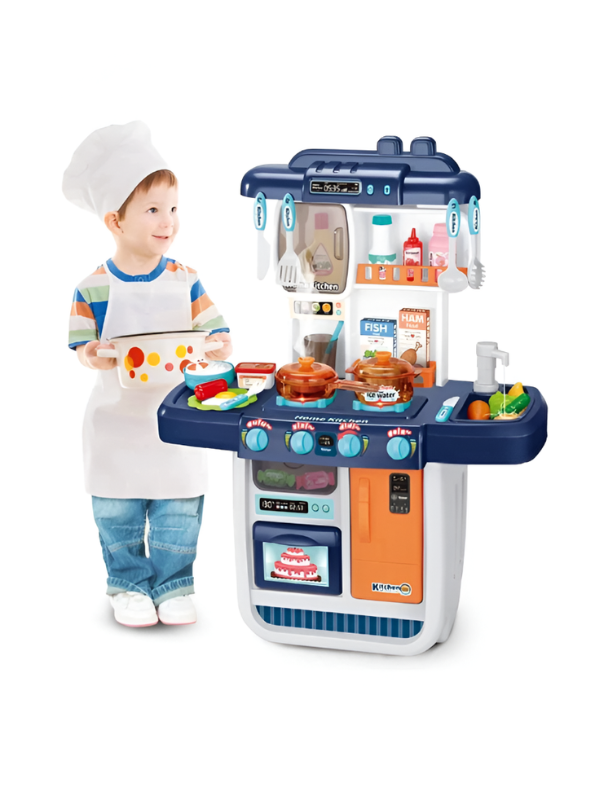 42-Piece Kids Kitchen Playset with Realistic Steam – Interactive Cooking Toy Set MD3208.
