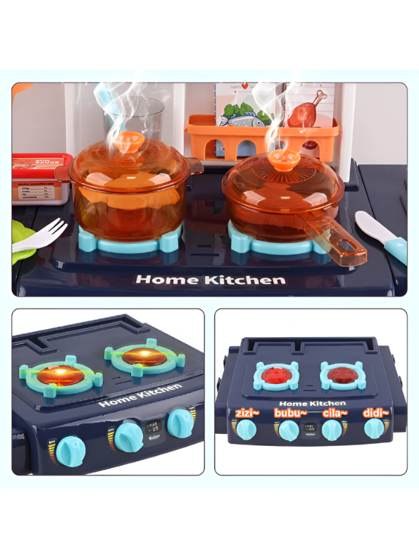 42-Piece Kids Kitchen Playset with Realistic Steam – Interactive Cooking Toy Set MD3208.