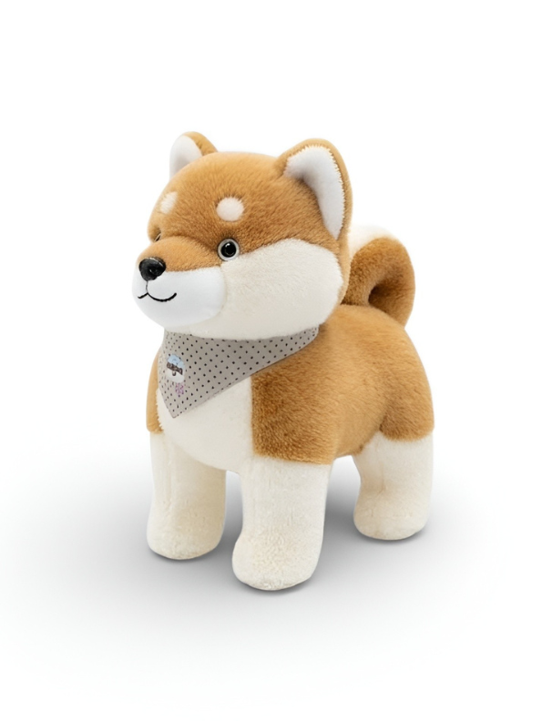 42cm Shiba Inu Plush Toy - Soft Stuffed Animal Dog with Bandana Brown ST16214.