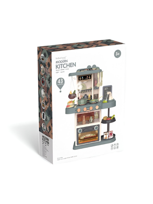 43-Piece Deluxe Kids Play Kitchen Set with Real Water Sink, Lights & Sounds | Pretend Cooking Toy for Toddlers – Realistic Stove, Utensils & Accessories | NX15243.