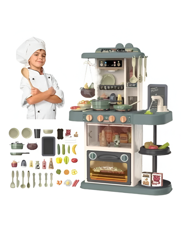 43-Piece Deluxe Kids Play Kitchen Set with Real Water Sink, Lights & Sounds | Pretend Cooking Toy for Toddlers – Realistic Stove, Utensils & Accessories | NX15243.