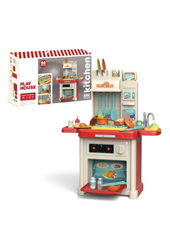 44-Piece Kids Kitchen Playset – Pretend Cooking Toy Set for Toddlers MD382