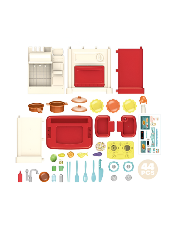 44-Piece Kids Kitchen Playset – Pretend Cooking Toy Set for Toddlers MD382