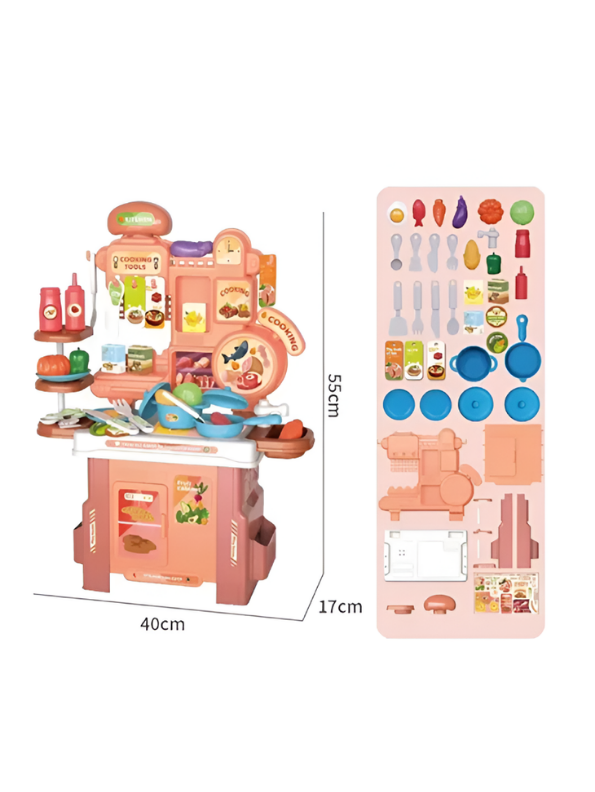 46-Piece Kids Kitchen Counter Play Set – Pretend Cooking Toy Set MD561