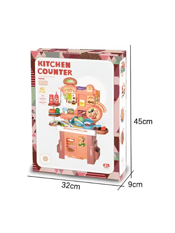 46-Piece Kids Kitchen Counter Play Set – Pretend Cooking Toy Set MD561