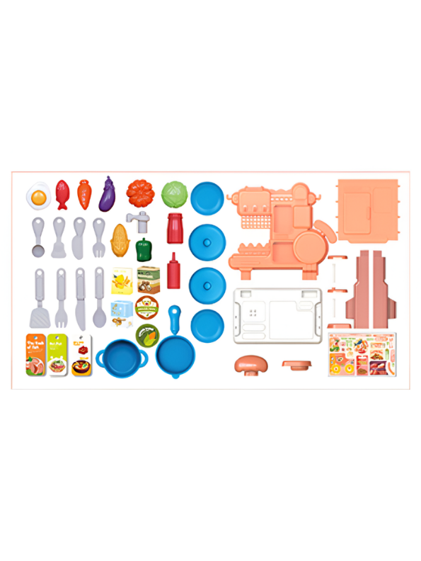 46-Piece Kids Kitchen Counter Play Set – Pretend Cooking Toy Set MD561