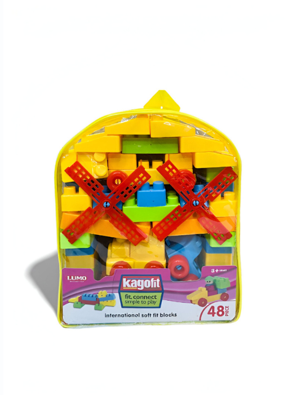 48-Piece Soft Building Blocks Set for Toddlers – Educational STEM Construction Toys, Colorful Interlocking Blocks with Storage Bag LMI7475.