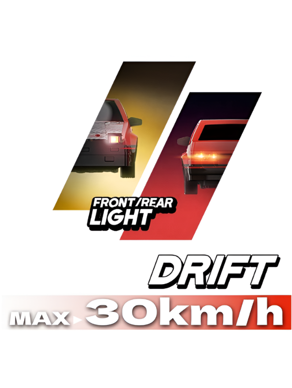 4WD RC Drift Car 1:16 Scale High-Speed Remote Control Racing Car 30+km/h with LED Lights, 2 Rechargeable Batteries & Interchangeable Tires TV4908