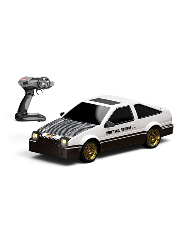 4WD RC Drift Car White 1:16 Scale High-Speed Remote Control Racing Car 30+km/h with LED Lights, 2 Rechargeable Batteries & Interchangeable Tires TV4908
