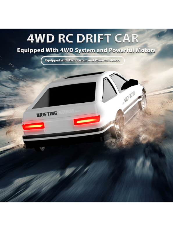 4WD RC Drift Car White 1:16 Scale High-Speed Remote Control Racing Car 30+km/h with LED Lights, 2 Rechargeable Batteries & Interchangeable Tires TV4908