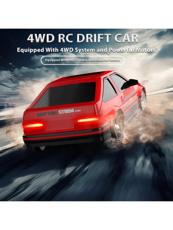 4WD RC Drift Car 1:16 Scale High-Speed Remote Control Racing Car 30+km/h with LED Lights, 2 Rechargeable Batteries & Interchangeable Tires TV4908