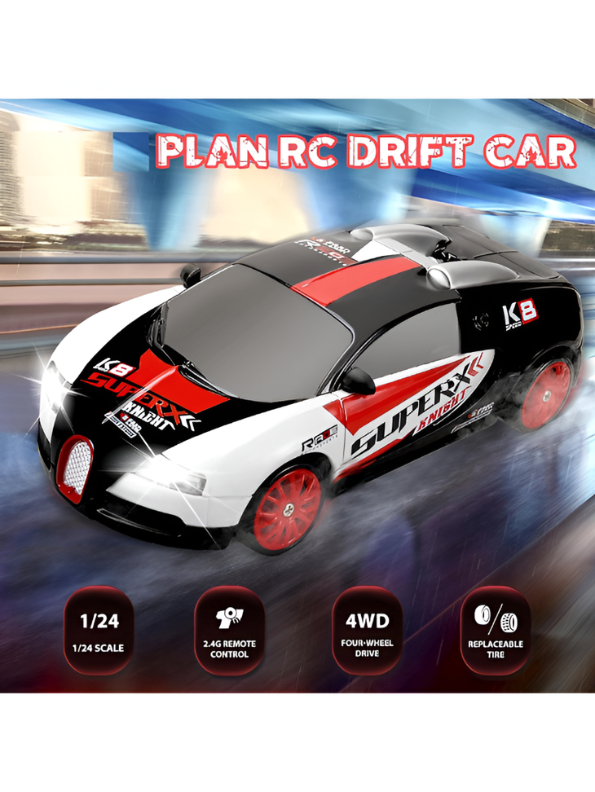 4WD RC Drift Car 1:24 – High-Speed Remote Control Car with Drift & Rubber Tires MD3453.