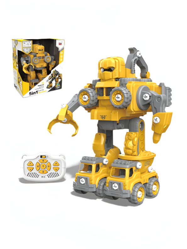 5-in-1 Take Apart Construction Robot Toy Set – DIY STEM Building Toys with Remote Control for Kids NX15614.