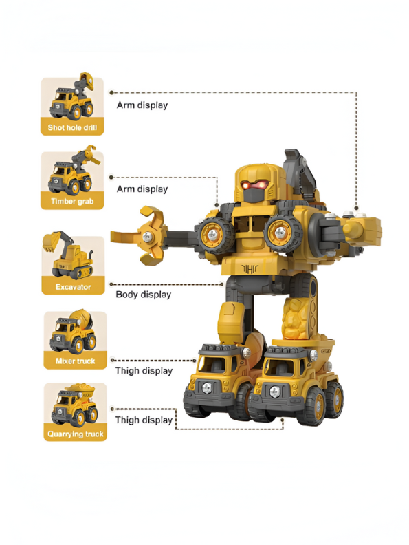 5-in-1 Take Apart Construction Robot Toy Set – DIY STEM Building Toys with Remote Control for Kids NX15614.