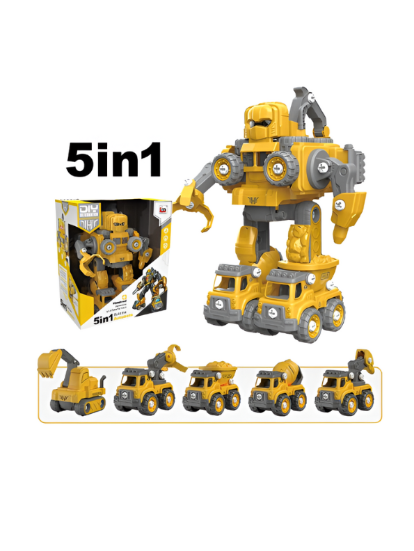 5-in-1 Take Apart Construction Robot Toy Set – DIY STEM Building Toys with Remote Control for Kids NX15614.