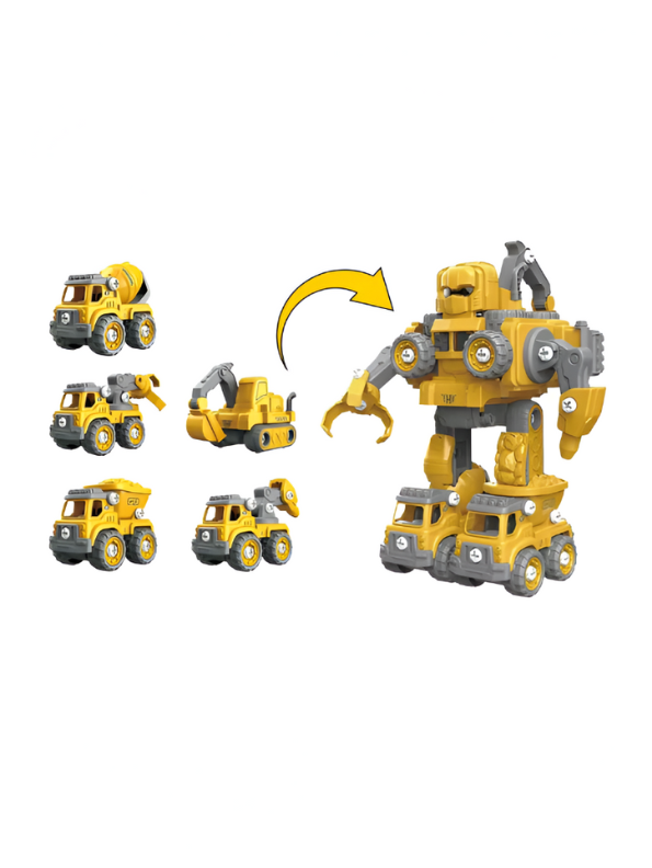 5-in-1 Take Apart Construction Robot Toy Set – DIY STEM Building Toys with Remote Control for Kids NX15614.