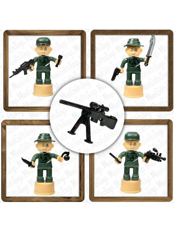 50 PCS Army Block Building Toys Set with Soldier Figures & Storage Bag LMI8432.