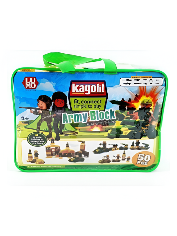 50 PCS Army Block Building Toys Set with Soldier Figures & Storage Bag LMI8432.
