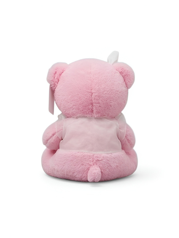 40cm Pink Plush Teddy Bear with ‘I Love You’ Metallic Purple Heart ST16146.