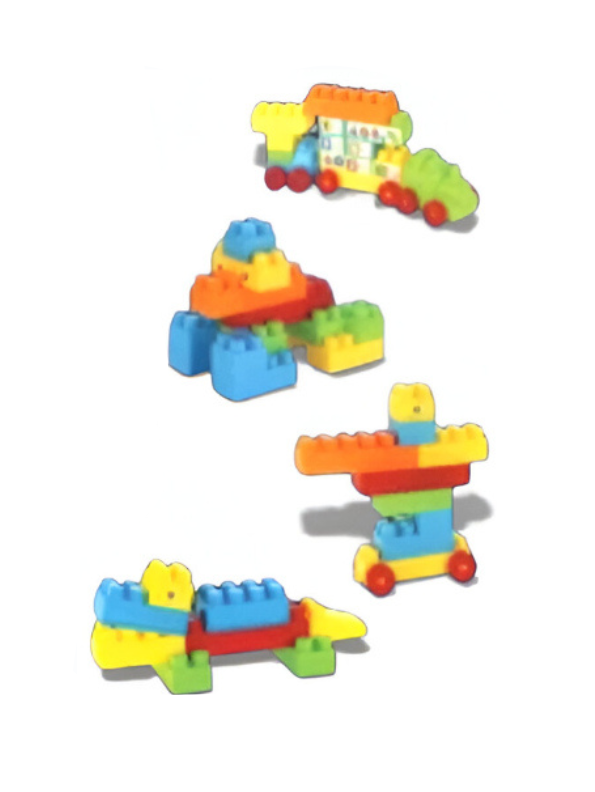 53-Piece Soft Building Blocks Set for Toddlers – Educational STEM Interlocking Construction Toys with Storage Bag LMI7476.