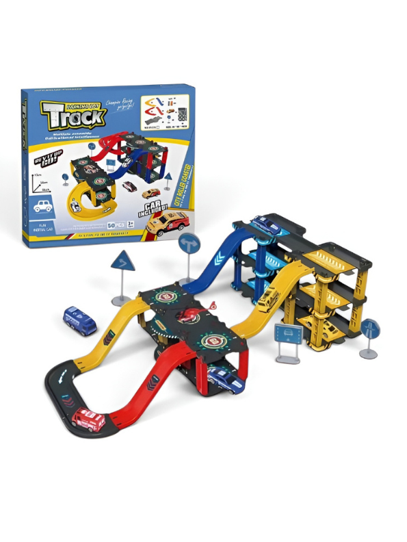 58-Piece Multi-Storey Car Parking Track & Racing Playset MD243
