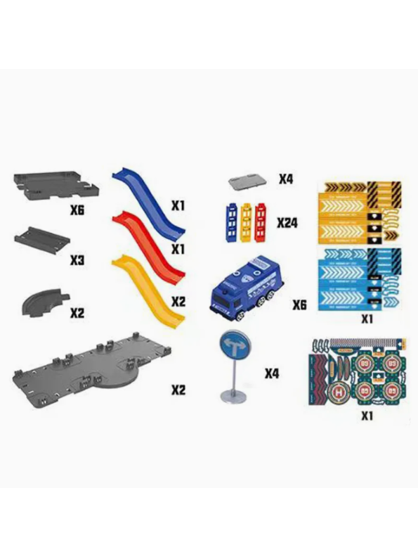 58-Piece Multi-Storey Car Parking Track & Racing Playset MD243