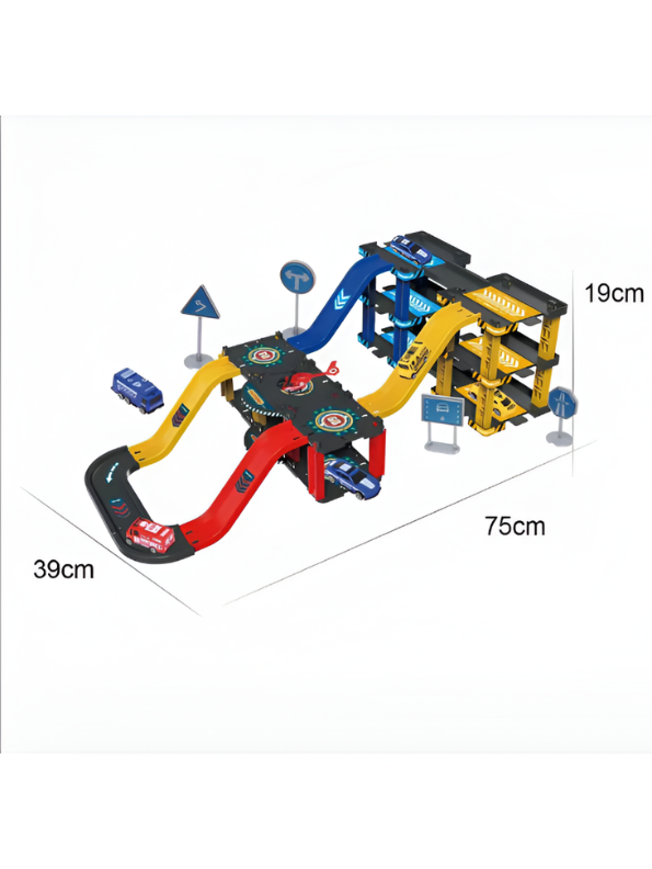 58-Piece Multi-Storey Car Parking Track & Racing Playset MD243