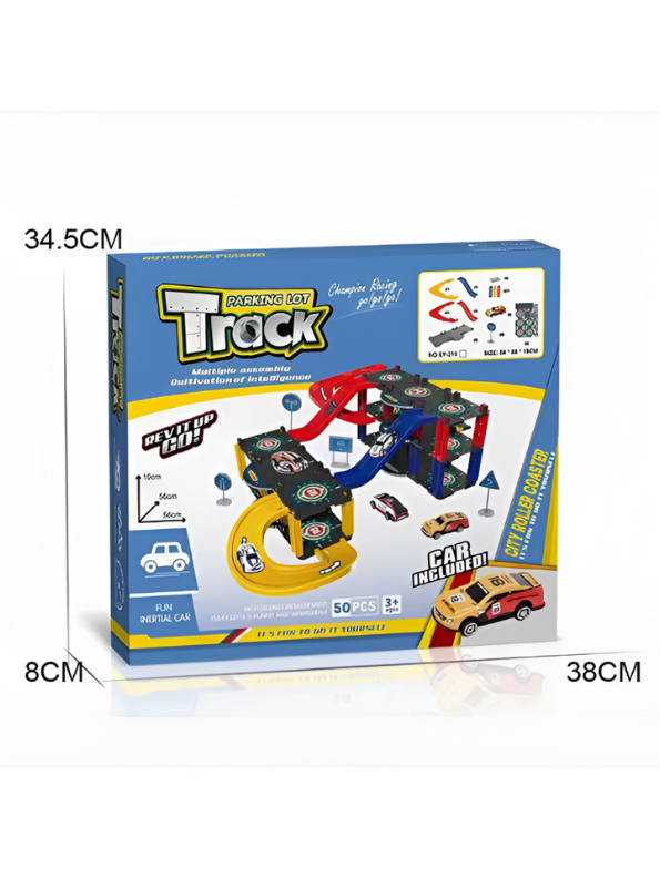 58-Piece Multi-Storey Car Parking Track & Racing Playset MD243