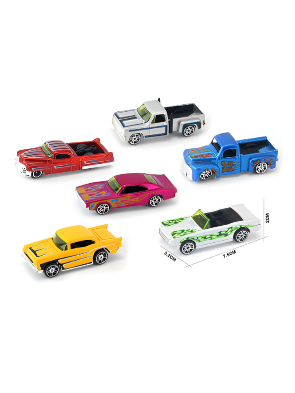 6-Pack Alloy Toy Cars Set – Metallic Muscle Cars & Pickup Trucks TV7073.
