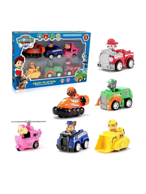 6-Piece Cartoon Dog Rescue Team Vehicle Playset MD664.