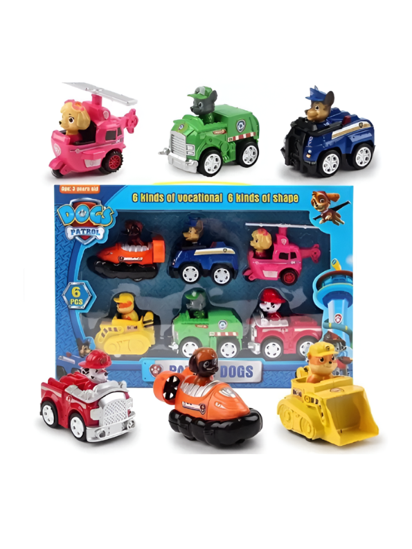 6-Piece Cartoon Dog Rescue Team Vehicle Playset MD664.