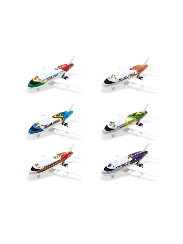 6-Piece Die-Cast Alloy Toy Airplane Set with Road Signs - Pull-Back Mini Jet Planes MD3653.