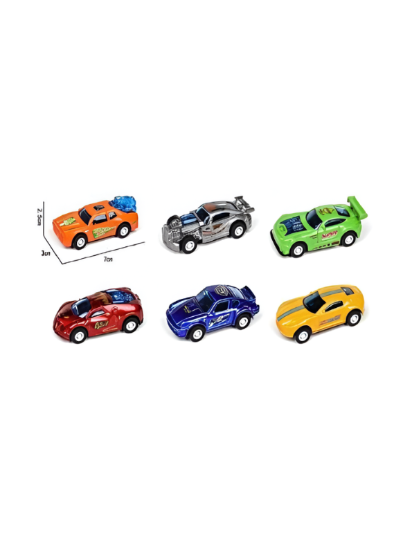 6-Piece Racing Car Toy Set with Dual Launchers – Colorful Mini Vehicle Collection TV6196.