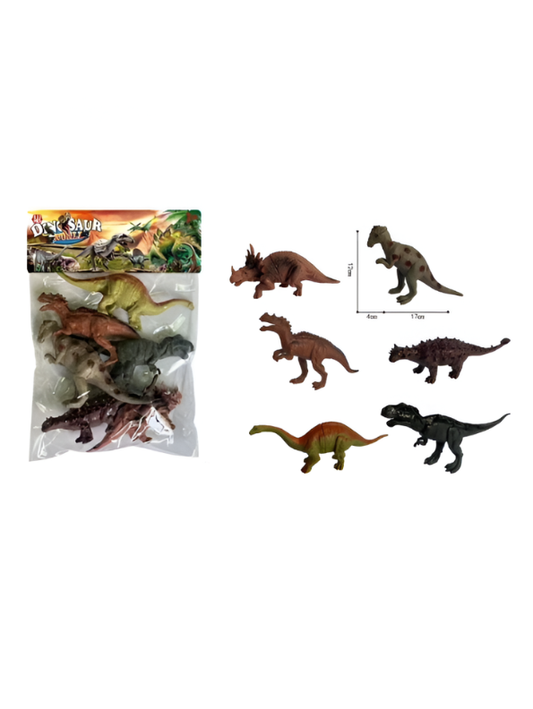 6-Piece Realistic Dinosaur Toy Set – T-Rex, Triceratops & Brachiosaurus PVC Figures – Educational Prehistoric Play Set LMI13897.