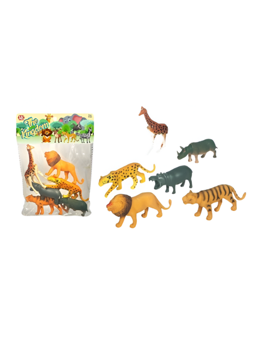 6-Piece Wild Animal Toy Set – Lion, Tiger, Giraffe & More – Educational Safari Figurines for Kids LMI13846.